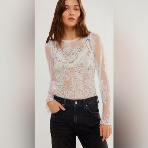 Free People Ready To Party Sparkly Bedazzled Sequin Bodysuit Brand New Size XS - Picture 3 of 3